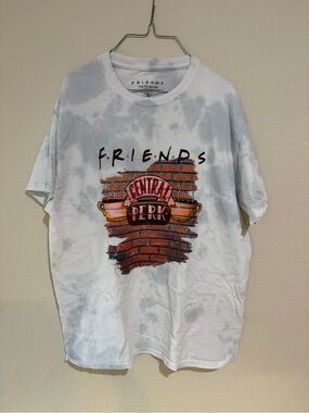 Friends Central Perk Tie Dye T Shirt Large Gray White TV Series Graphic Tee
